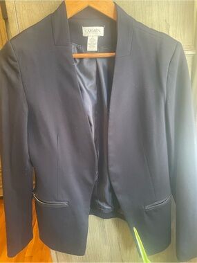 Carmen Women's Navy Open-Front Tailored Blazer